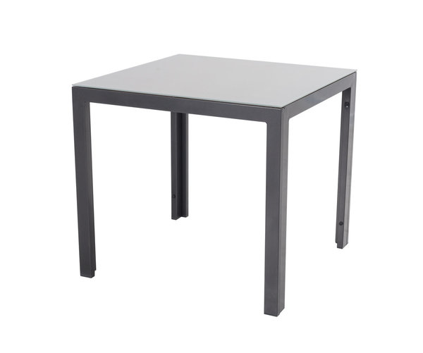 Aluminium Tisch Santiago 80 x 80 x 74 cm mit Strukturglasplatte