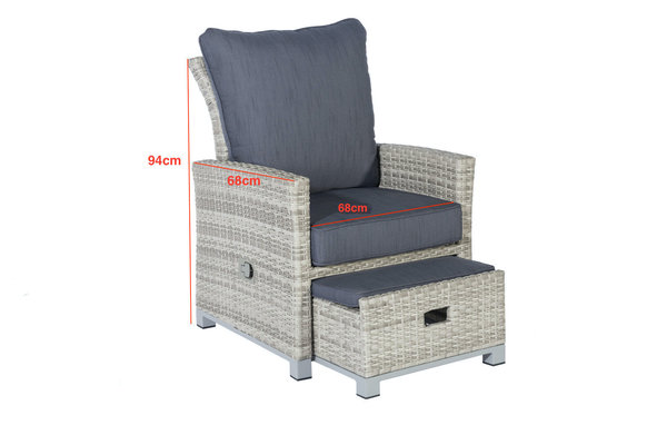 Lounge Sessel Havanna DeLuxe mit stufenlos verstellbarer Rückenlehne und Fußhocker