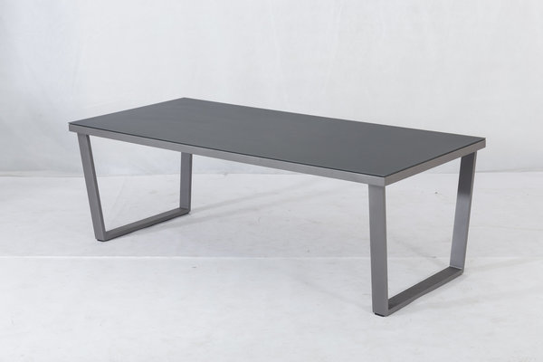 Aluminium Dining Tisch Salerno mit aufliegender Strukturglasplatte 220 x 100 x 74 cm