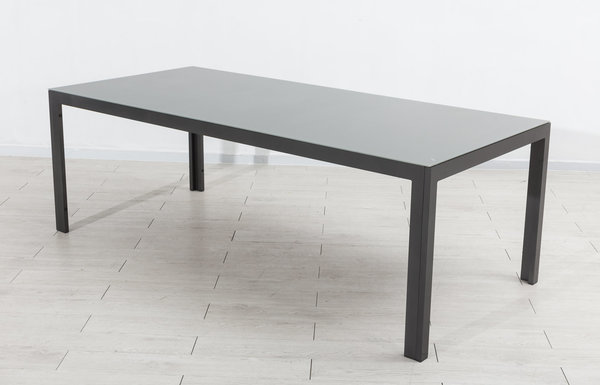 Aluminium Dining Tisch Santiago 220 x 100 x 74 cm mit Strukturglasplatte