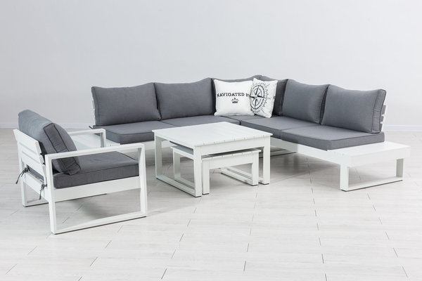 XXL Aluminium Lounge Set modern Baracoa weiß